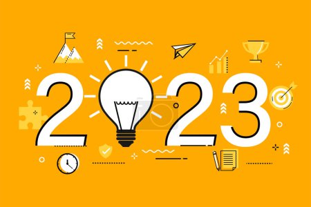 Illustration for Bright idea light bulbs different on yellow for background - Royalty Free Image