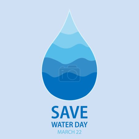Illustration for Water drop in world water day. save sea and  ecology background. march 22 campaign for greeting card. vector illustration in flat style modern design. - Royalty Free Image