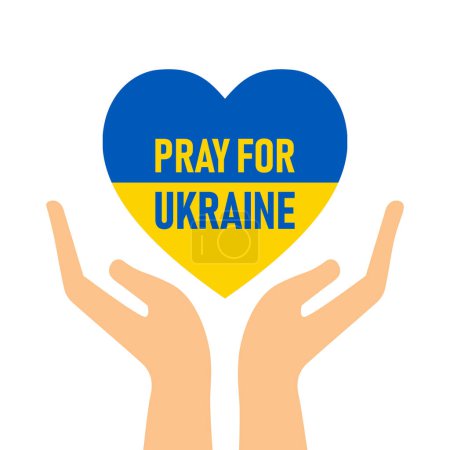 Illustration for Hand holding heart pray for Ukraine. Save Ukraine from russia. stop the violence of war. vector illustration in flat style modern design. isolated on white background. - Royalty Free Image