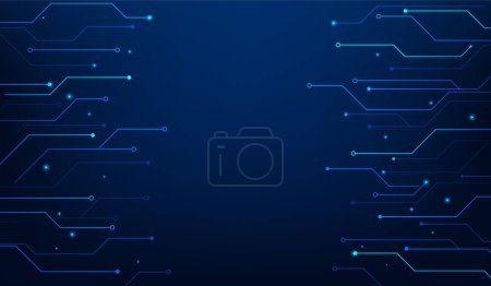 Illustration for Technology lines circuit and dots on blue background. vector illustration fantastic digital technology. circuit board network connection. - Royalty Free Image