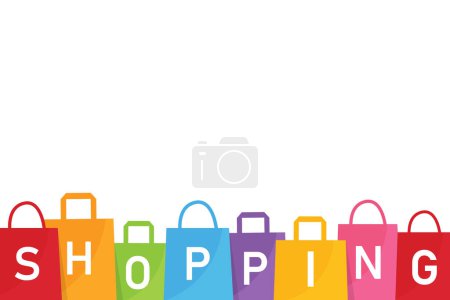 Illustration for Colorful bag shopping copy space. isolated on white background. marketing and buy goods. vector illustration flat design. business and finance concept. - Royalty Free Image