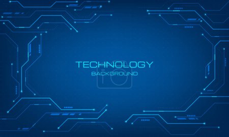 Illustration for Circuit line technology digital on blue background with copy space. abstract futuristic technology line and dot big data network wallpaper. - Royalty Free Image