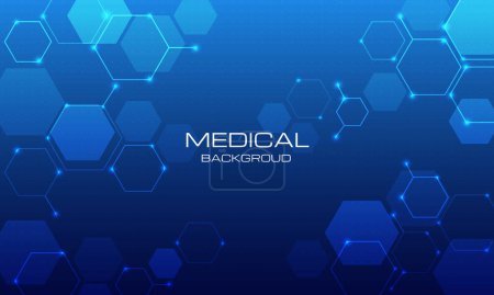 Illustration for Abstract futuristic hexagon science technology on blue background - Royalty Free Image