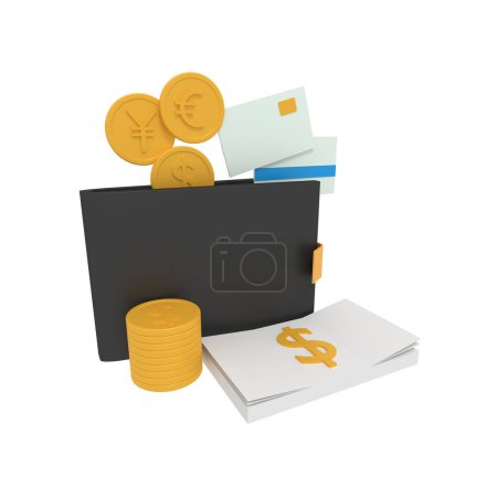 Photo for 3d illustration of wallet filled with money and ATM - Royalty Free Image