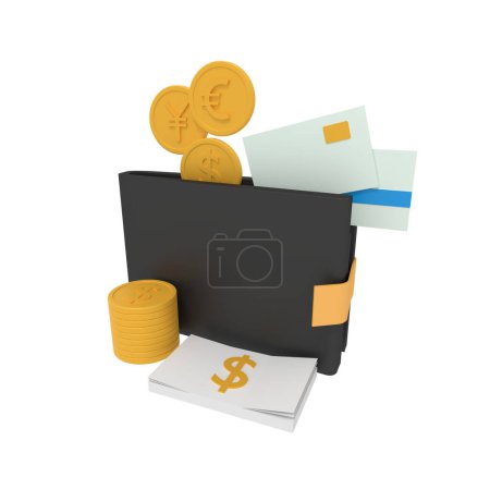 Photo for 3d illustration of wallet filled with money and ATM - Royalty Free Image
