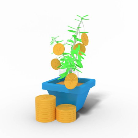Photo for 3d illustration of growing financial plant - Royalty Free Image