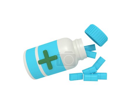 Téléchargez les photos : Rendu 3d de bouteille de comprimé de médecine - en image libre de droit