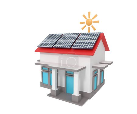 Foto de Casa con sol panel solar - Imagen libre de derechos