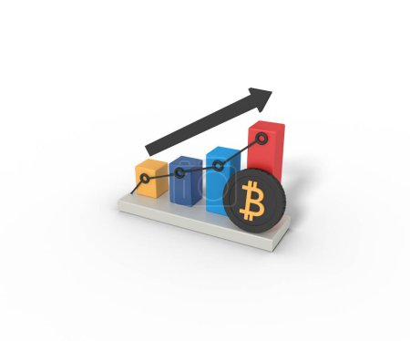 Photo for Rendering 3d of bitcoin chart growth - Royalty Free Image