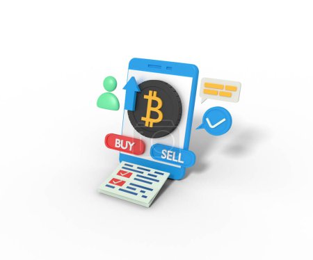 Photo for Bitcoin application on mobile - Royalty Free Image