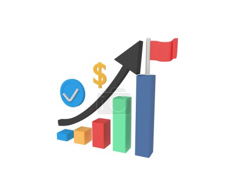 Photo for Statistics business success arrow up on flag - Royalty Free Image