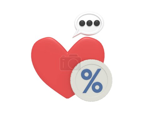 Foto de Porcentaje de descuento en color rojo signo de amor - Imagen libre de derechos
