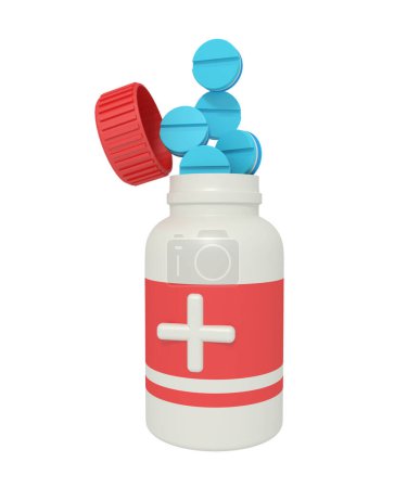 Téléchargez les photos : Rendu 3d d'entrée de comprimé de médecine à la bouteille - en image libre de droit