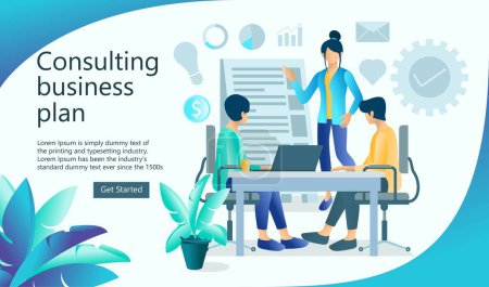 Illustration of business presentation with client and team Suitable for landing page, flyers, Infographics, And Other Graphic Related Assets-vector
