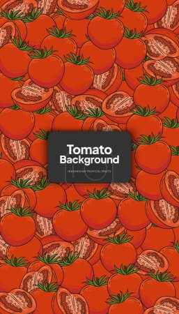 Téléchargez les illustrations : Illustration de fond de tomate, arrière-plan de conception de fruits tropicaux pour les médias sociaux - en licence libre de droit