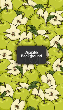 Téléchargez les illustrations : Illustration de fond de pomme, arrière-plan de conception de fruits tropicaux pour les médias sociaux - en licence libre de droit
