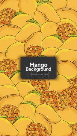 Téléchargez les illustrations : Illustration de fond de mangue, fond de conception de fruits tropicaux pour les médias sociaux - en licence libre de droit