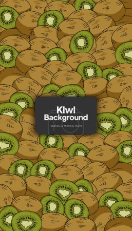 Illustration for Kiwi background illustration, tropical fruit design background for social media post - Royalty Free Image