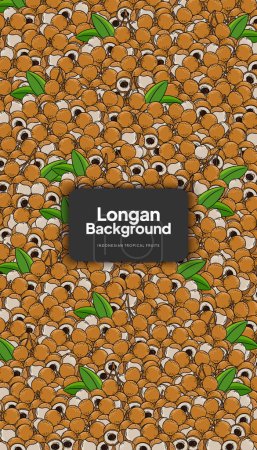 Longan background illustration, tropical fruit design background for social media post
