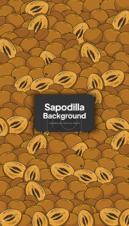 Téléchargez les illustrations : Illustration de fond de Sapodilla, fond de design de fruits tropicaux pour les médias sociaux - en licence libre de droit