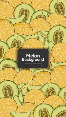 Melon background illustration, tropical fruit design background for social media post