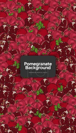 Pomegranate background illustration, tropical fruit design background for social media post