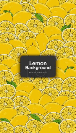 Illustration for Lemon background illustration, tropical fruit design background for social media post - Royalty Free Image