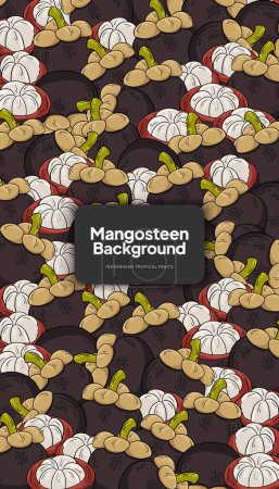 Illustration for Mangosteen background illustration, tropical fruit design background for social media post - Royalty Free Image