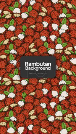 Illustration for Rambutan background illustration, tropical fruit design background for social media post - Royalty Free Image