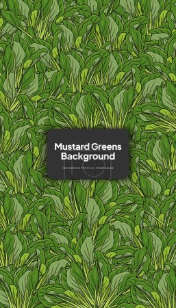 Téléchargez les illustrations : Illustration de moutarde verte, modèle de conception de fond de légume tropical - en licence libre de droit