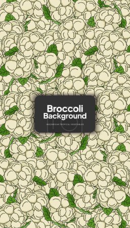 Téléchargez les illustrations : Illustration brocoli, modèle de conception de fond de légumes tropicaux - en licence libre de droit