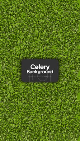 Celery illustration, tropical vegetable background design template