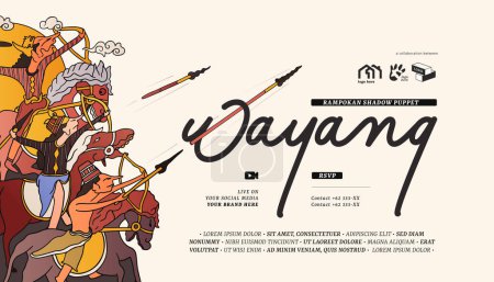 Ilustración de Wayang Rampokan idea de diseño de póster para el turismo o evento cultural - Imagen libre de derechos