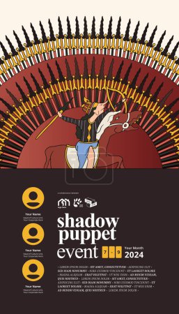 Illustration for Indonesian wayang layout design idea for social media post - Royalty Free Image
