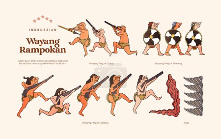 Ilustración de Ilustración Isolated Wayang Rampokan Indonesia shadow puppet culture - Imagen libre de derechos