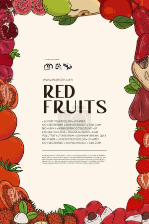 Illustration for Tropical red fruits layout idea for poster brochure - Royalty Free Image