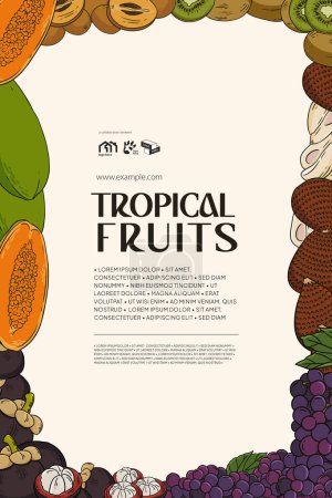 Illustration for Indonesian Tropical fruits layout idea for poster brochure - Royalty Free Image