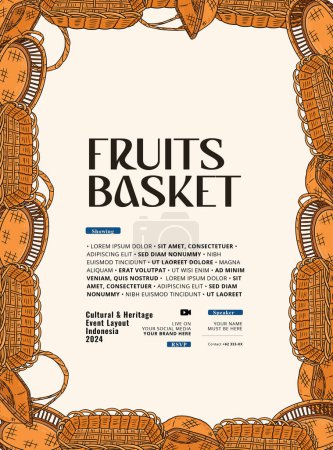 Illustration for Fruits or vegetables bucket basket illustration background design - Royalty Free Image