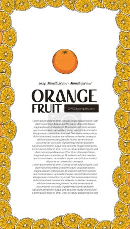 Illustration for Indonesian tropical fruit orange illustration frame design - Royalty Free Image