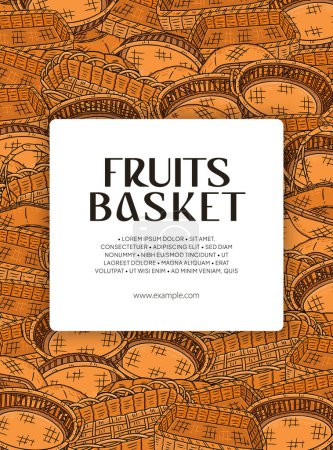 Téléchargez les illustrations : Fruits ou légumes panier seau illustration fond design - en licence libre de droit
