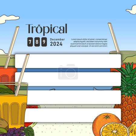 Illustration for Social media template with fruits illustration idea - Royalty Free Image