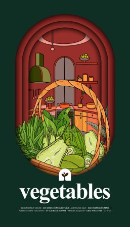 Téléchargez les illustrations : Modèle d'idée d'illustration de conception de légumes modernes - en licence libre de droit