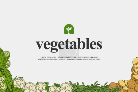 Illustration for Blank clean design with simple vegetables illustration template presentation - Royalty Free Image