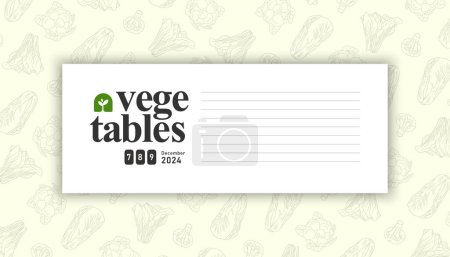 Illustration for Blank frame design with outline vegetables pattern background - Royalty Free Image