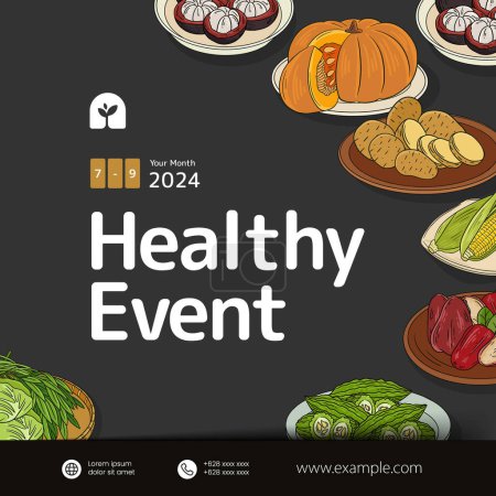 Ilustración de Idea del cartel del evento de salud con verduras tropicales Idea del cartel del evento de salud con verduras tropicales ilustración - Imagen libre de derechos