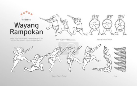 Ilustración de Isolated Wayang Rampokan outline Ilustración Indonesia shadow puppet culture - Imagen libre de derechos