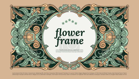 Illustration for Flower frame art nouveau style design template for social media or event poster - Royalty Free Image