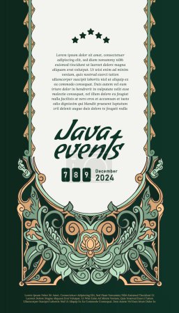 Illustration for Javanese event poster idea with vintage border design idea - Royalty Free Image