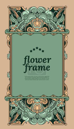 Illustration for Flower frame art nouveau style design template for social media or event poster - Royalty Free Image