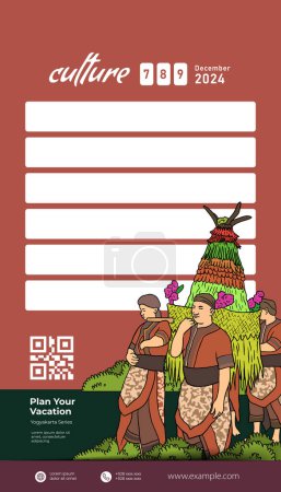 Ilustración de Javanese Merti desa idea de plantilla de diseño de ceremonia de cultura para redes sociales post - Imagen libre de derechos
